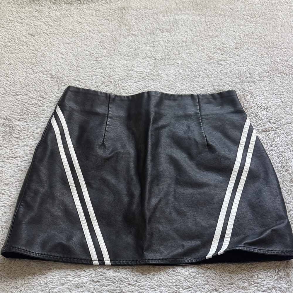 Black Mini Skirt with White Stripes